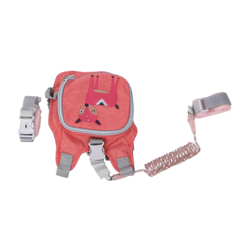2 in 1 Kids Backpack Safety Leash Child Leashes Prevent Lost Children Harness Leashes Wrist Link 1.5 Meter Toddler Safety Backpack with Leash for Outdoor Use (Pink)