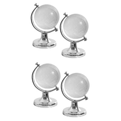 4 Pcs Crystal Globe Round Map Globe Desk World Clear Earth Map Miniature Geography