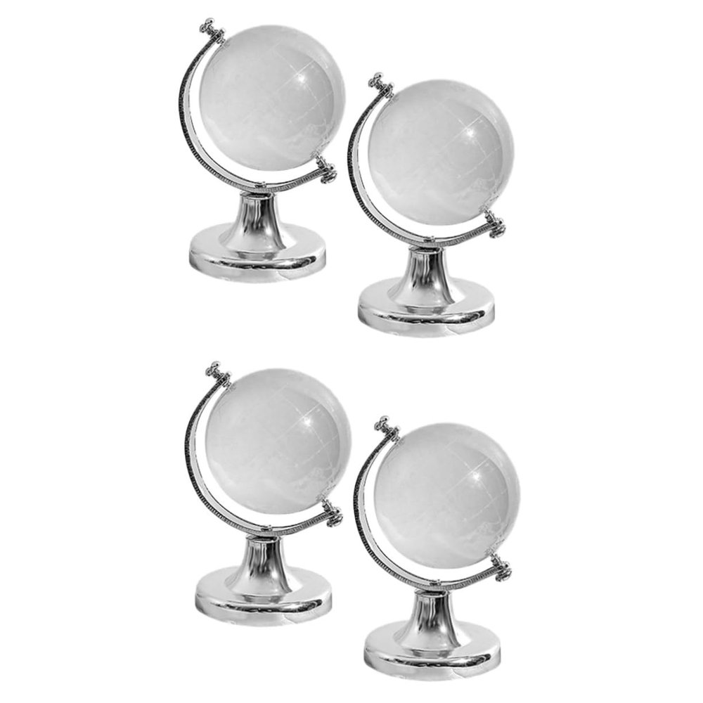 4 Pcs Crystal Globe Round Map Globe Desk World Clear Earth Map Miniature Geography