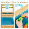 Costzon Wooden Kids Play Kitchen, Outdoor Mud Kitchen with Removable Sink, Water Box & Faucet, Stove Top, Storage Shelves, Fun Backyard Pretend Kitchen Playset for Boys Girls 3+ (Blue) view 3
