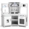 JOYLDIAS Kids Play Kitchen,Corner Wooden Pretend Toddler Kitchen Toys Playset, Realistic Lights & Sounds,Microwave Oven,Water Dispenser, Phone, Sink,Cooking Accessories, for Toddlers Ages 3+, White view 1
