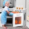 JOYLDIAS Kids Play Kitchen,Corner Wooden Pretend Toddler Kitchen Toys Playset, Realistic Lights & Sounds,Microwave Oven,Water Dispenser, Phone, Sink,Cooking Accessories, for Toddlers Ages 3+, White view 4