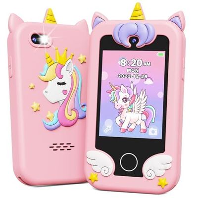 KOKODI Kids Smart Phone, Touchscreen HD Dual Camera Cell Phone for Kids, Christmas Birthday Gifts Dinosaur Child Play Phone for Girls 3-10, Travel Toy Preschool Learning Education Toy