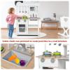 Costzon Kids Kitchen Playset, Wooden Pretend Toy Kitchen Set with Sink, Oven, Microwave, Stove, Pots, Utensils, Play Kitchen for Kids Toddlers, Gift for Boys Girls view 2