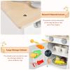 Costzon Kids Kitchen Playset, Wooden Pretend Toy Kitchen Set with Sink, Oven, Microwave, Stove, Pots, Utensils, Play Kitchen for Kids Toddlers, Gift for Boys Girls view 4
