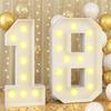 4ft Light Up Numbers 18 Large Numbers with Lights Bulbs White Marquee Frame for 18th Party Boys Girls Birthday Decorations Pre-Cut Mosaic Cardboard Giant Cut-Out Thick Foam Board Sign Anniversary view 1