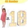 4ft Light Up Numbers 18 Large Numbers with Lights Bulbs White Marquee Frame for 18th Party Boys Girls Birthday Decorations Pre-Cut Mosaic Cardboard Giant Cut-Out Thick Foam Board Sign Anniversary view 4
