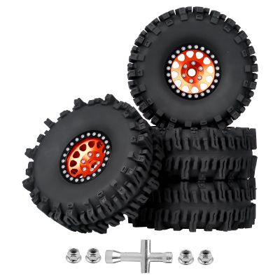 120mm 4.72'' Tall 1.9 Mud Slingers Tires Super Grip and 1.9 Beadlock Wheels Aluminum 1.9 Beadlocks for FCX10 TRX4 Axial SCX10 II UTB18 Capra 4WS Redcat Gen8 Gen7 VS4-10 1/10 RC Crawler Car (Color D)