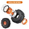 120mm 4.72'' Tall 1.9 Mud Slingers Tires Super Grip and 1.9 Beadlock Wheels Aluminum 1.9 Beadlocks for FCX10 TRX4 Axial SCX10 II UTB18 Capra 4WS Redcat Gen8 Gen7 VS4-10 1/10 RC Crawler Car (Color D) view 3