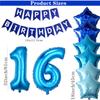 16th Birthday Decorations for Boys Blue 16th Sixteen Happy Birthday Banner Supplies Number 16 Balloons Fringe Curtain 16 Years Old Bday Party Supplies Kit for Him Her Girls (Blue) view 2