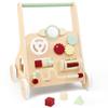 PairPear Wooden Baby Walker with Wheels, Baby Sit-to-Stand Baby Walker & Activity Cart, Montessori Activity Walker Busy Board for Baby Boys Girls 12m+(Sage Green) view 1