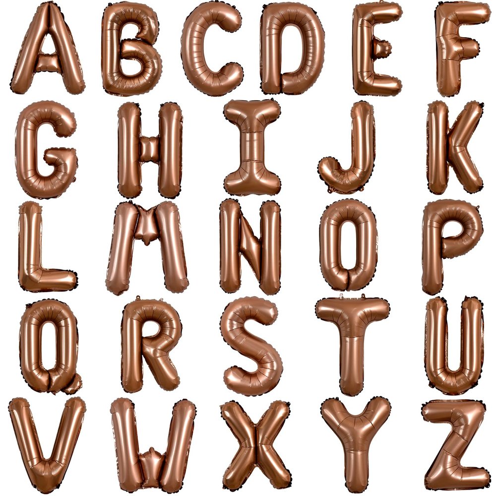 TONIFUL 52 Pieces 16 Inch Chocolate Letter A-Z Balloons,Brown Custom Phrase Mylar Alphabet DIY Personalized Phrase Banner for Thanksgiving Birthday Anniversary Celebration Graduation Party Supplies