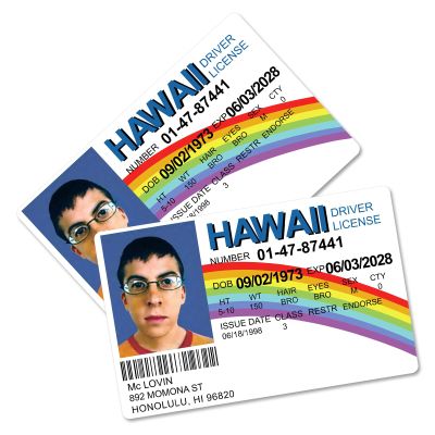 2Pack McLovin Fake ID Cards, Funny McLovin Fake Driver's License, Superbad Fake Joke, Gag Gift, Prank, Costume Props(3.342.120.03in)