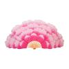 Dance fan peony flower gradient silk cloth fan children's stage performance props traditional Yangko square dance folding fan (85CM Right, Rose) view 1