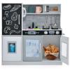 Costzon Kids Kitchen Playset, Wooden Pretend Cooking Toy Set w/Realistic Sound, Large Blackboard, Telephone, Microwave, Ice Maker, Dishwasher, Oven, Storage Space, Play Kitchen for Kids Ages 3+ (Grey) view 1