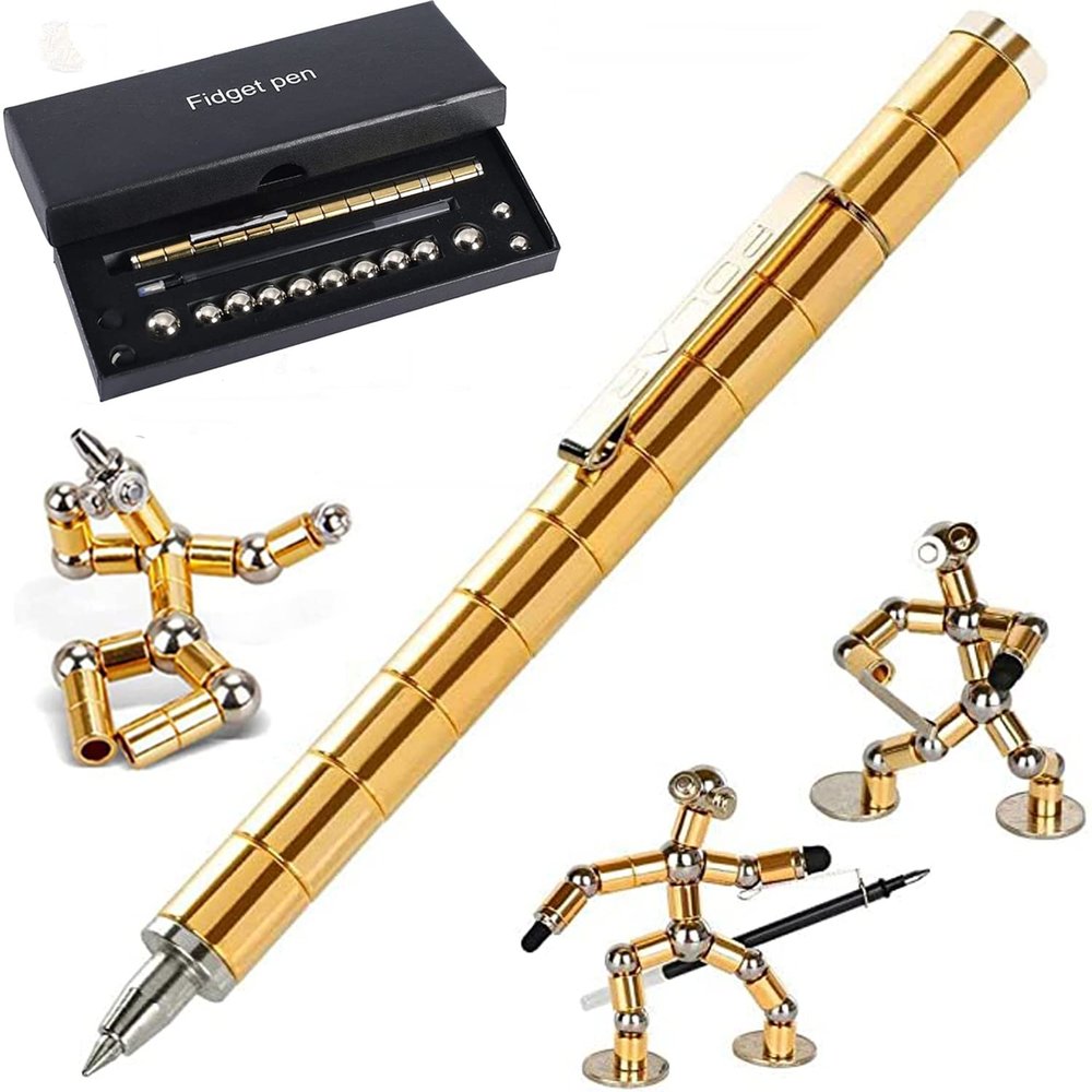2023 New Magnetic Pen Toy Pen,Decompression Magnet Metal Pen,Fidget Pen,Creative Toy Can Write,Gifts for Family or Friends. (Gold)