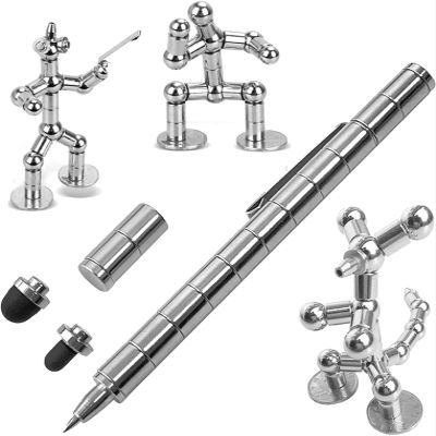 2023 New Magnetic Pen Toy, Decompression Magnet Metal Fidget Pen, Creative Toy Can Write, Gifts for Family or Friends (Silver)