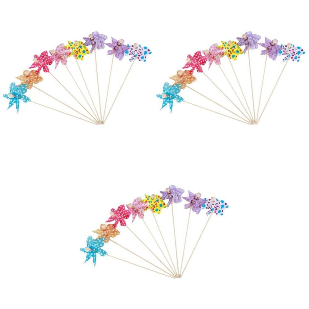 36 pcs Outside Toy Out Door Toys Windmill Toy Pinwheel Colorful DIY Windmill Outdoor Spinner Gift Small Windmill to Rotate Bamboo/2332