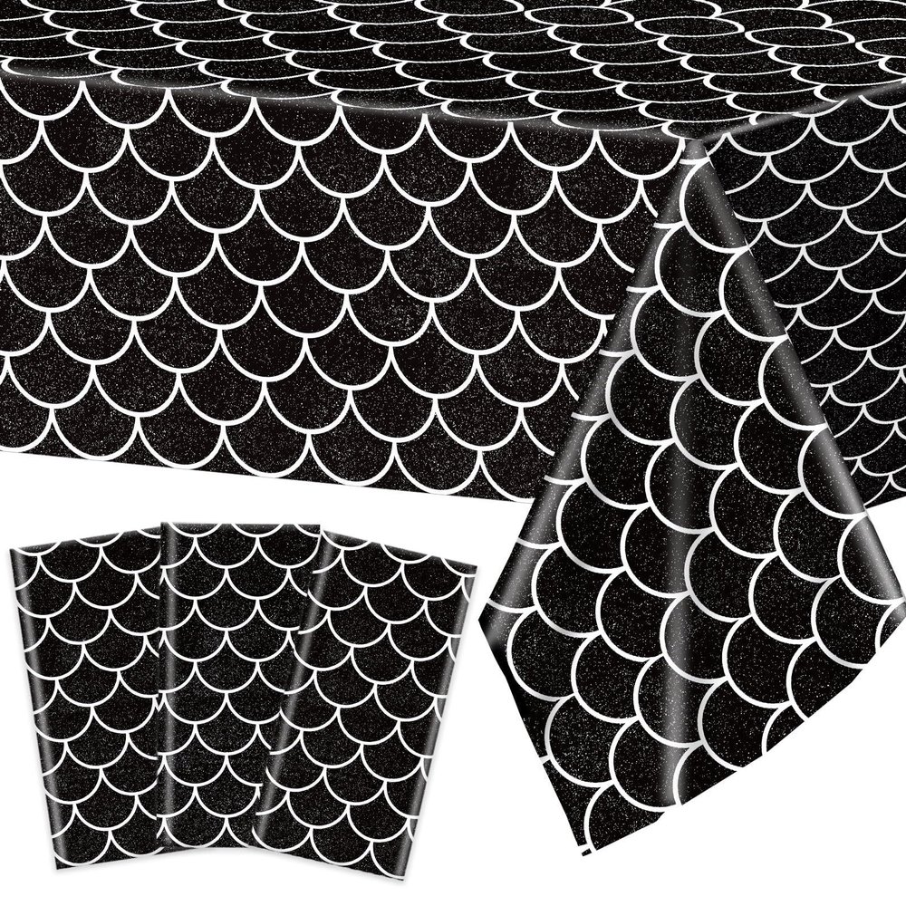 3 Pack Dragon Birthday Party Decoration Supplies Black Dragon Tablecloth Plastic Disposable Waterproof Rectangle Table Cover for Dragon Theme Party Favors Fantasy Games Party Decorations 54 x 108 Inch
