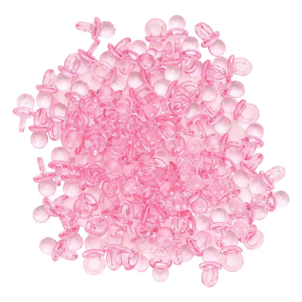 200Pcs Mini Acrylic Pacifiers, Babies Shower Plastic Pacifiers, Babies Party Decor Pacifier for Babies Shower Game, Babies Shower Pacifier Party Favor(Pink)