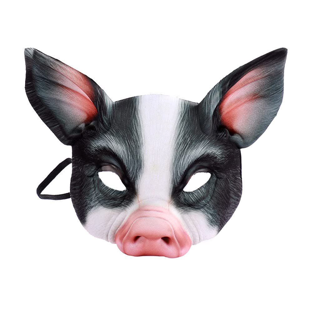 Animal Half Face Mask Halloween Costume Mask Horror Pig Masquerade Mask for Halloween Carnival Party Cosplay Props