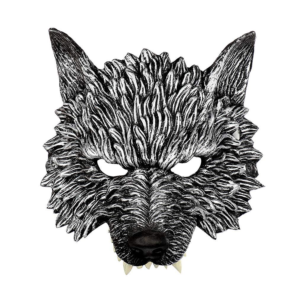 AYILUOBE Animal Half Face Mask Halloween Costume Mask Horror Wolf Masquerade Mask for Halloween Easter Carnival Party Cosplay Props