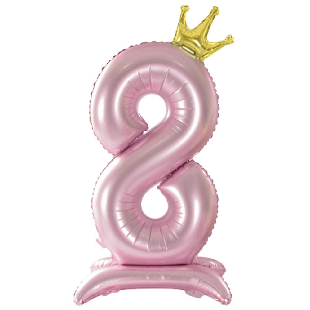 Alainzeo 42 Inch Pink Number Balloons 0-9 with Crown, Helium Aluminum Foil Big Number Balloons for Birthday, Wedding Anniversary Party, Large Number Balloon for Decorations Supplies (Pink 8)