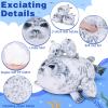 Achwishap 19.6 Seal Stuffed Animal Mommy with 3 Seal Baby Plush Toy,4pcs Seal Plush Pillow,Cute Plushie Seals Hugging Pillow Cuddle Plushie for Kids Girls Boys Birthday Gifts(Seals Family) view 3