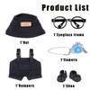 iBayda 17cm Fashion Doll Clothes & Accessories Set Include: Hat, Overall, Shoes, Glasses and Bag- Cute Clothes for Dress up Unique Style (Doll Not Included), Black view 2
