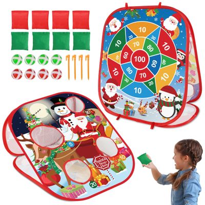 Christmas Bean Bag Toss Games for Kids Adults, Christmas Party Games for Families Outdoor Indoor Holiday Dart Board for Kids Carnival Games Toys Christ mas Party Favors Gifts for Boys Girls Yard Games