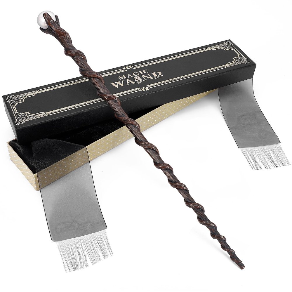 EnrichFun Magic Wizard Wand, Witch Sorcerer Resin Toy Wands for Kids Collection Birthday Party Cosplay Costume Accessory, (Pearl)