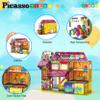 PicassoTiles 60pc Magnetic Building Block Magnet Tile Toy Shop Theme Pretend Play Construction Kit Reconfigurable Printed Structure Double-Sided Printing Education STEM Learning Playset Ages 3+ PTQ50 view 2