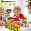PicassoTiles 60pc Magnetic Building Block Magnet Tile Toy Shop Theme Pretend Play Construction Kit Reconfigurable Printed Structure Double-Sided Printing Education STEM Learning Playset Ages 3+ PTQ50 view 3
