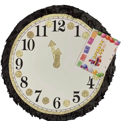 APINATA4U Round Clock Pinata, 2025 Farewell & 2026 New Year Themed Handmade Pinata, Countdown Happy New Year Party Celebration, End of Year Party Decoration, Festive Event Supplies