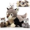 Shappy 5 Pieces Soft Wolf Stuffed Animal Family Set  16 Inch Large Mommy Plush with 4 Small Baby Plushies on Galentines Valentines Day Easter Birthday Exchange Gifts for Kids Boys Girls view 1