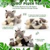 Shappy 5 Pieces Soft Wolf Stuffed Animal Family Set  16 Inch Large Mommy Plush with 4 Small Baby Plushies on Galentines Valentines Day Easter Birthday Exchange Gifts for Kids Boys Girls view 4