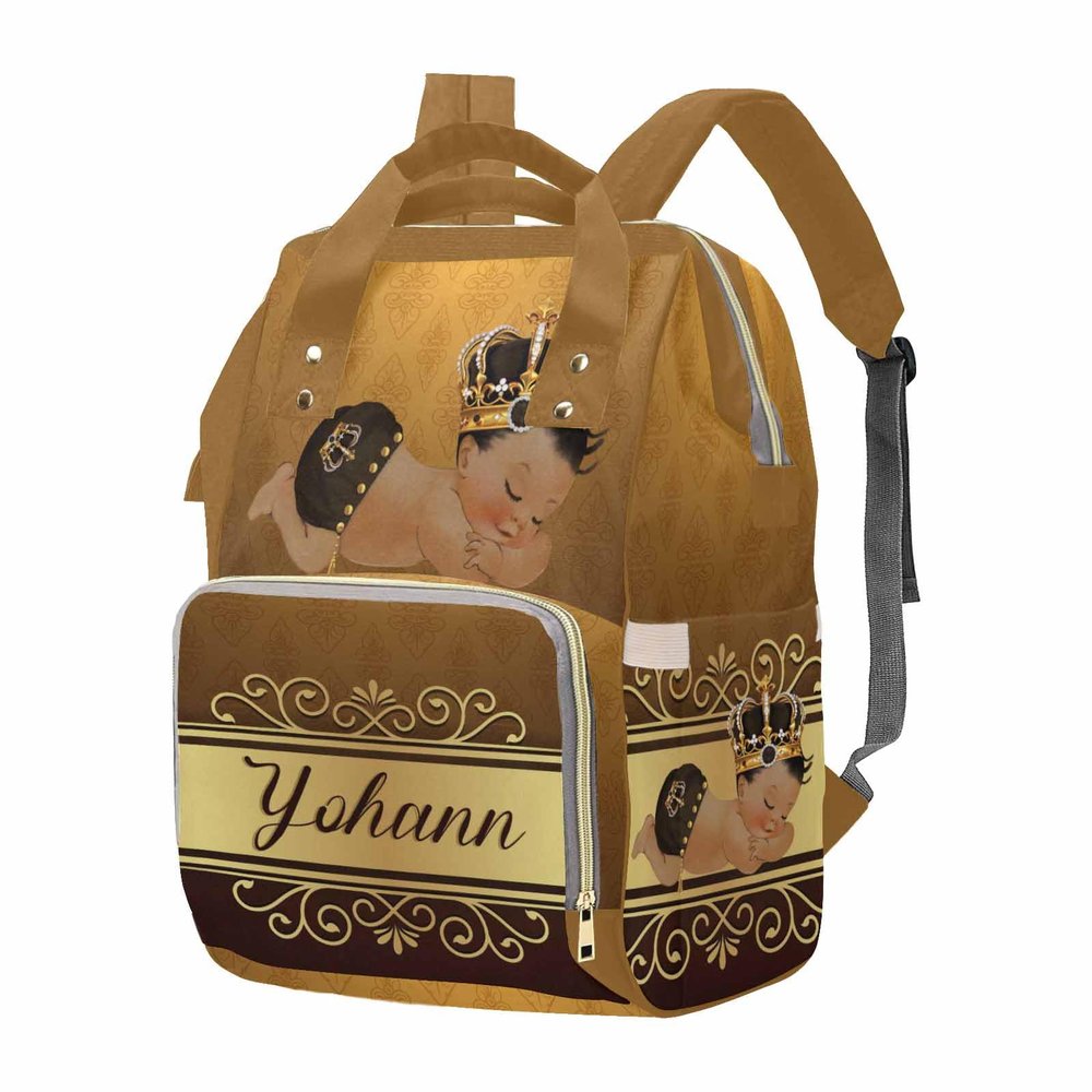 M YESCUSTOM Personalized Name Diaper Bag Backpack, Brown Crown Diaper Baby Bags for Mom & Dad, Portable Travel Back Pack Baby Shower Gifts, Multifunction Nappy Changing Bag