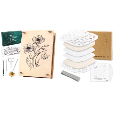 Aboofx Large Professional Flower Press Kit 6 Layers 10.8 x 6.9 inch and 6.3 x 6.3 inch Microwave Flower Press Quickly Flower Pressing Kit