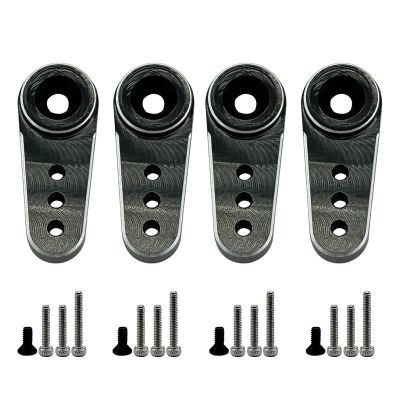 4Pack Aluminum 15T Servo Horn Arms RC Mini Servo Horns Toy Car Accessories Compatible with Emax ES08MA Servo Fit for Axial SCX24 1/24 RC Crawler (Black)