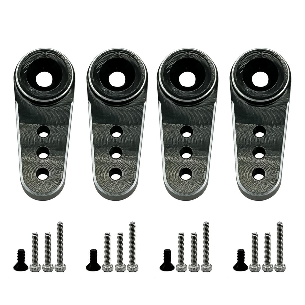 4Pack Aluminum 15T Servo Horn Arms RC Mini Servo Horns Toy Car Accessories Compatible with Emax ES08MA Servo Fit for Axial SCX24 1/24 RC Crawler (Black)