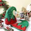 Panitay 3 Pcs Christmas Elf Hat Unisex Felt Sequin Santa Hat with Bells Xmas Glowing Felt Holiday Party Costume view 4