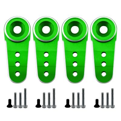 4Pack Aluminum 15T Servo Horn Arms RC Mini Servo Horns Toy Car Accessories Compatible with Emax ES08MA Servo Fit for Axial SCX24 1/24 RC Crawler (Green)