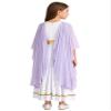 YONGHS Greek Toga Robe for Girls Ancient Greece Dress Up Halloween Princess Pretend Athena Outfits Lavender 12 Years view 2