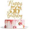Happy 56th Birthday Cake Topper, 56 Birthday Decorations for Women/Men, Cheers to 56 Years, Hello 56, 56th Happy Birthday Party Decorations Gold Glitter view 1
