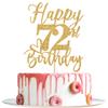 Happy 72nd Birthday Cake Topper, Decorations for Men/Women, Cheers to 72 Years, Hello 72, Party Supplies Gold Glitter view 1