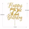 Happy 72nd Birthday Cake Topper, Decorations for Men/Women, Cheers to 72 Years, Hello 72, Party Supplies Gold Glitter view 4