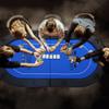 LUCKYERMORE Folding Poker Table71 Easy to Store & Carry, w/Padded Rails & 8 Cup Holders, 8 Player for Texas Casino Leisure Game, No Assembly Required, Blue view 2