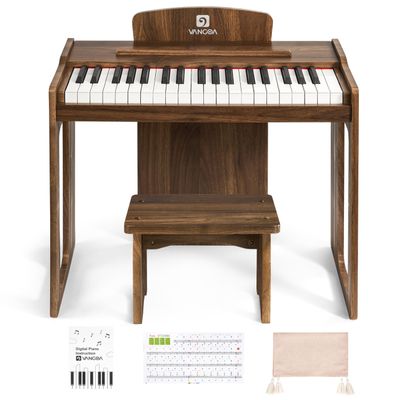 Vangoa Kids Piano Keyboard, 37 Keys Digital Piano for Kids, Music Educational Instrument Toy, Wood Piano for Girls and Boys, Dark Brown