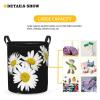 Foruidea White Daisy Laundry Basket,Laundry Hamper,Collapsible Storage Bin, Oxford Fabric Clothes Baskets,Nursery Hamper For Home,Office,Dorm,Gift Basket view 3