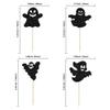 Gyufise 24pcs Halloween Ghost Cupcake Toppers - Black Glitter, Baby Shower & Gender Reveal Decorations view 2